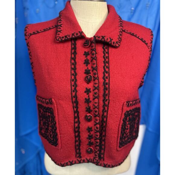 Vintage Red Wool Beat Cambridge Dry Goods Stitched Knit Cottage Medium - Picture 2 of 8